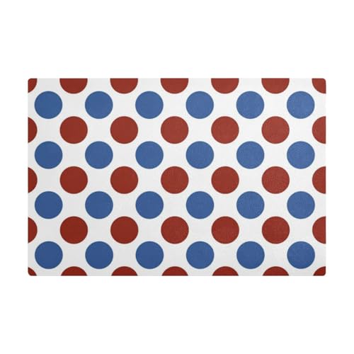 Dekorative Kaffeematten aus Leder mit roten und blauen Punkten zum 4. Juli Unabhängigkeitstag, saugfähiges Platzset unter der Kaffeemaschine für die Theke von EtherSpher