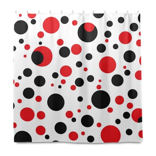 Duschvorhang, dekorativ, wasserdicht, mit Haken, Polyester, waschbar, Stoffmaterial, für Zuhause, Badezimmer, Rot / Weiß / Schwarz Duschvorhang, dekorativ, wasserdicht, mit Haken, Polyester, waschbar, Stoffmaterial, für Zuhause, Badezimmer, Rot / Weiß / Schwarz von EtherSpher
