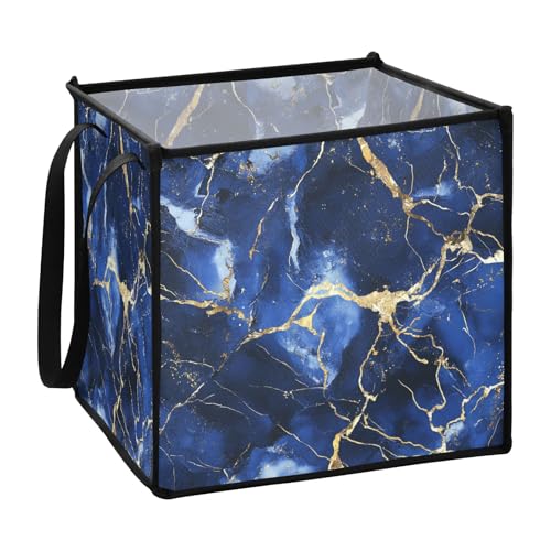 EtherSpher Aufbewahrungswürfel aus Stoff, unregelmäßige Marmortextur, faltbar, 33 x 33 x 33 cm, Blau / Gold EtherSpher Aufbewahrungswürfel aus Stoff, unregelmäßige Marmortextur, faltbar, 33 x 33 x 33 cm, Blau / Gold von EtherSpher