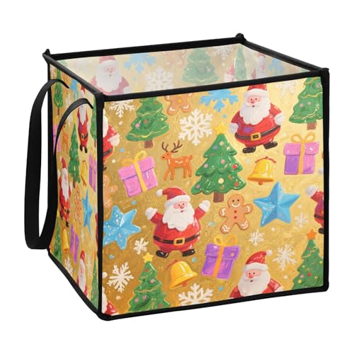 EtherSpher Aufbewahrungswürfel mit Weihnachtsmann-Motiv, faltbar, aus Stoff, 33 x 33 x 33 cm, Rot EtherSpher Aufbewahrungswürfel mit Weihnachtsmann-Motiv, faltbar, aus Stoff, 33 x 33 x 33 cm, Rot von EtherSpher