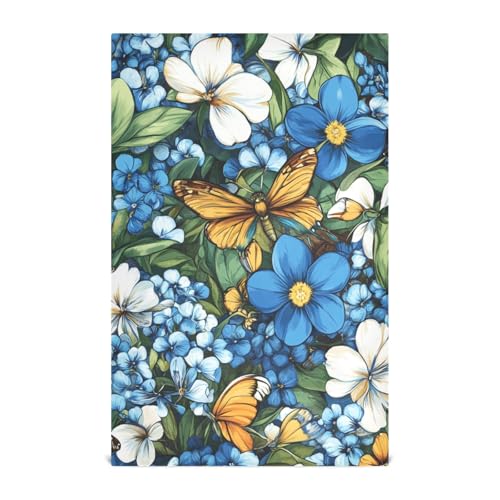 EtherSpher Beauty Spring Blue Flowers dekorative dekorative Handtücher Küche Frottee Geschirrtuch Geschirrtücher Geschirrtücher zum Geschirrspülen Design moderner Tisch Martillo Para Cocina 71,1 x von EtherSpher