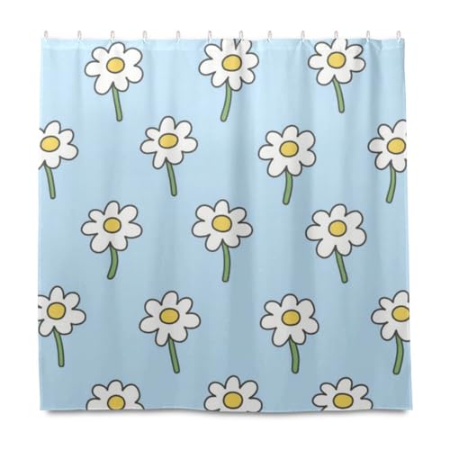 EtherSpher Dekorativer wasserdichter Badezimmer-Vorhang-Set mit Haken, Polyester, waschbar, Duschvorhang, Auskleidung für Hauptbadezimmer, Cortinas a prueba de agua para ba?o, 183 x 183 cm, Blau von EtherSpher