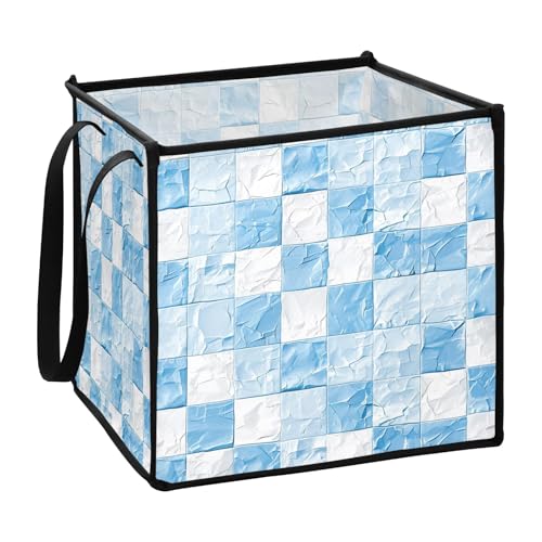 EtherSpher Faltbare Aufbewahrungsbox für Blätter, 33 x 33 x 33 cm, Hellblau und Weiß kariert EtherSpher Faltbare Aufbewahrungsbox für Blätter, 33 x 33 x 33 cm, Hellblau und Weiß kariert von EtherSpher