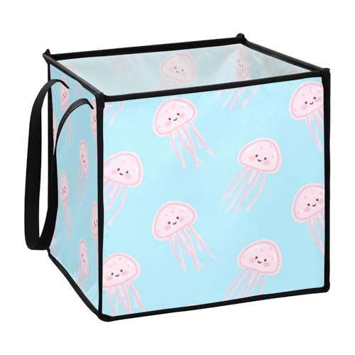 EtherSpher Faltbare Aufbewahrungsbox für Kleidung, Cartoon-Quallen, quadratisch, 33 x 33 x 33 cm, Blau EtherSpher Faltbare Aufbewahrungsbox für Kleidung, Cartoon-Quallen, quadratisch, 33 x 33 x 33 cm, Blau von EtherSpher