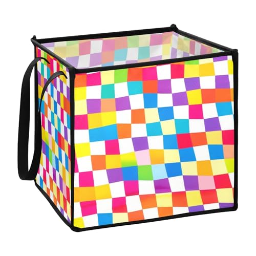 EtherSpher Faltbare Aufbewahrungsboxen für Handtücher, dekorative Körbe und Aufbewahrungsboxen, kariert, 33 x 33 x 33 cm, Regenbogenfarben EtherSpher Faltbare Aufbewahrungsboxen für Handtücher, dekorative Körbe und Aufbewahrungsboxen, kariert, 33 x 33 x 33 cm, Regenbogenfarben von EtherSpher