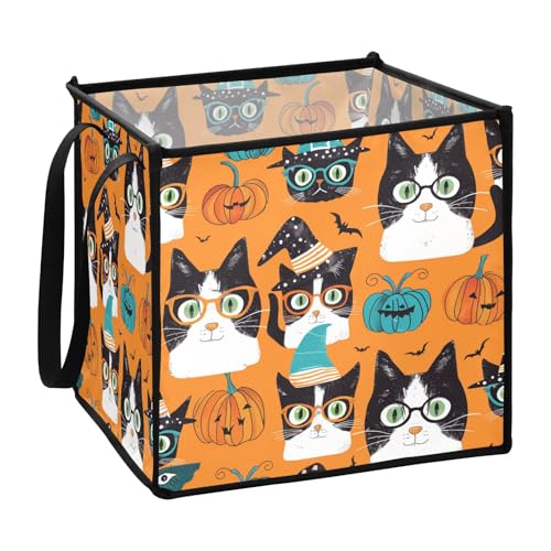 EtherSpher Faltbare Aufbewahrungskörbe für Kinder, Motiv: niedliche Katze, 33 x 33 x 33 cm, Orange EtherSpher Faltbare Aufbewahrungskörbe für Kinder, Motiv: niedliche Katze, 33 x 33 x 33 cm, Orange von EtherSpher