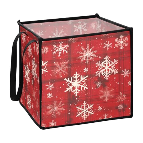 EtherSpher Faltbare Körbe mit weihnachtlichen Schneeflocken, für Büro, Outdoor, Körbe, Organisation und Aufbewahrungsboxen, 33 x 33 x 33 cm von EtherSpher