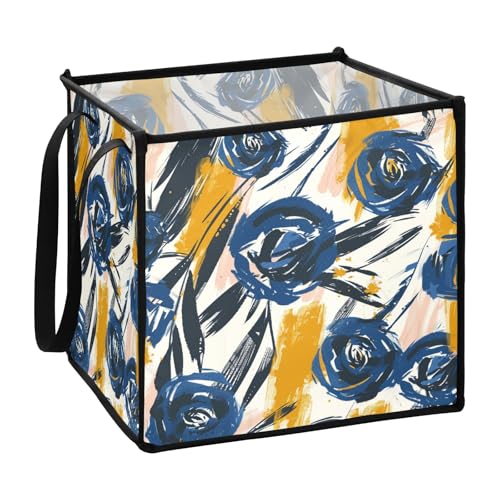 EtherSpher Große Aufbewahrungsbox für Decken, Leinen, 33 x 33 x 33 cm, Indigo-Rosen, Kritzeleien, Blau EtherSpher Große Aufbewahrungsbox für Decken, Leinen, 33 x 33 x 33 cm, Indigo-Rosen, Kritzeleien, Blau von EtherSpher
