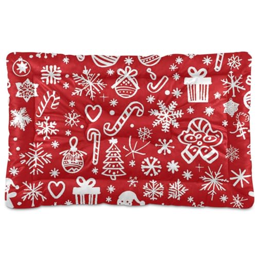 EtherSpher Haustier-Schlafmatte, Motiv: Frohe Weihnachten, Schneeflocken, waschbar, rutschfest, weich, bequem, für mittelgroße und große Hunde, 91,4 x 61 cm, Rot EtherSpher Haustier-Schlafmatte, Motiv: Frohe Weihnachten, Schneeflocken, waschbar, rutschfest, weich, bequem, für mittelgroße und große Hunde, 91,4 x 61 cm, Rot von EtherSpher