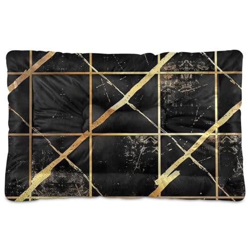 EtherSpher Hundebettunterlage mit geometrischen Linien, waschbar, rutschfest, weich, bequem, für mittelgroße und große Hunde, 91,4 x 61 cm, Schwarz und Gold EtherSpher Hundebettunterlage mit geometrischen Linien, waschbar, rutschfest, weich, bequem, für mittelgroße und große Hunde, 91,4 x 61 cm, Schwarz und Gold von EtherSpher