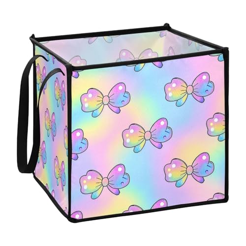 EtherSpher Niedliche Cartoon-Schleife, bunte faltbare Körbe zum Organisieren für den Schrank, niedliche Körbe zum Organisieren, 33 x 33 x 33 cm EtherSpher Niedliche Cartoon-Schleife, bunte faltbare Körbe zum Organisieren für den Schrank, niedliche Körbe zum Organisieren, 33 x 33 x 33 cm von EtherSpher