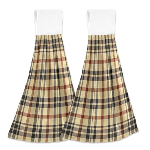 EtherSpher Vintage Buffalo Plaid Kariert Khaki Dekorative Handtücher Loop Flanell Waschlappen Weiß Geschirrtücher 2 Stück EtherSpher Vintage Buffalo Plaid Kariert Khaki Dekorative Handtücher Loop Flanell Waschlappen Weiß Geschirrtücher 2 Stück von EtherSpher