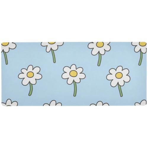 Mauspad mit Cartoon-Blumen-Motiv, groß, für den Schreibtisch, 80 x 30 cm, Blau Mauspad mit Cartoon-Blumen-Motiv, groß, für den Schreibtisch, 80 x 30 cm, Blau von EtherSpher