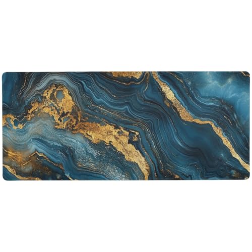 Mauspad mit Marmorstruktur, cooles Gamer-Mauspad für Reisen, cooles großes Mauspad für Schreibtisch, 80 x 30 cm, Blau und Gold Mauspad mit Marmorstruktur, cooles Gamer-Mauspad für Reisen, cooles großes Mauspad für Schreibtisch, 80 x 30 cm, Blau und Gold von EtherSpher