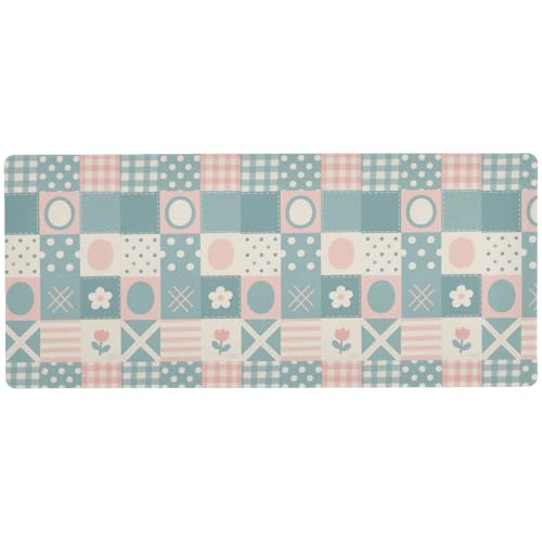 Mauspad mit Patchwork-Muster, Blumen, Pastell-Pfirsich, auffällig, groß, für den Schreibtisch zum Ausruhen, auffälliges, niedliches Mauspad, 80 x 30 cm Mauspad mit Patchwork-Muster, Blumen, Pastell-Pfirsich, auffällig, groß, für den Schreibtisch zum Ausruhen, auffälliges, niedliches Mauspad, 80 x 30 cm von EtherSpher