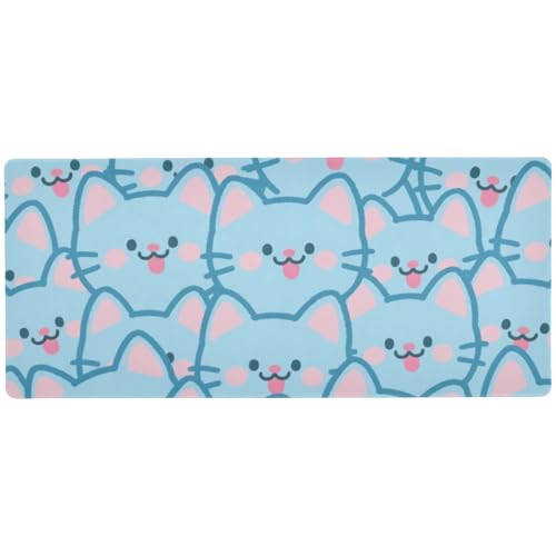 Mauspad mit niedlicher Cartoon-Katze, tragbar, 80 x 30 cm, Blau Mauspad mit niedlicher Cartoon-Katze, tragbar, 80 x 30 cm, Blau von EtherSpher