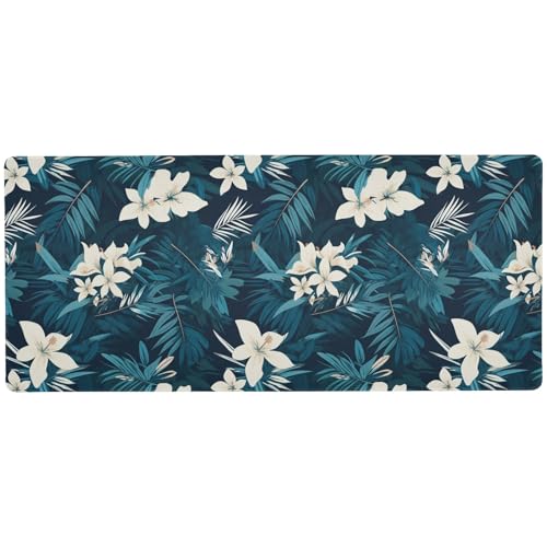Mauspad mit tropischen Blättern, modernes großes Mauspad für den Schreibtisch für Zuhause, Büro, modernes Schreibtisch-Mauspad, 80 x 30 cm von EtherSpher
