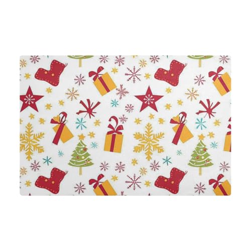 Merry Christmas Box Stars Surprise Socks Dekorative Kaffeematte für Arbeitsplatte, Leder, saugfähig, Kaffeemaschine, Tablett für Arbeitsplatte für Arbeitsplatten von EtherSpher