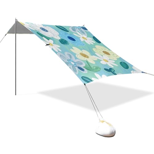 Ölgemälde mit blaugrünen Blumen Design UPF50 Faltbare Strandkabana wasserdichter Schatten Sonnenschutz mit Sandschaufel, Sandsäcke für Familienausflüge, Picknicks & Camping carpa para la Playa Ölgemälde mit blaugrünen Blumen Design UPF50 Faltbare Strandkabana wasserdichter Schatten Sonnenschutz mit Sandschaufel, Sandsäcke für Familienausflüge, Picknicks & Camping carpa para la Playa von EtherSpher
