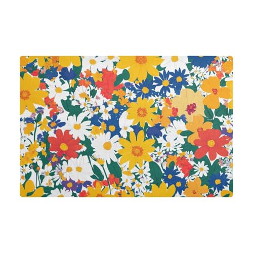 Schöne Frühlingsblumen, bunte, lebendige dekorative Kaffeematte für Küche, Leder, wasserabsorbierende Tischsets für Kaffeemaschine für Arbeitsplatte von EtherSpher