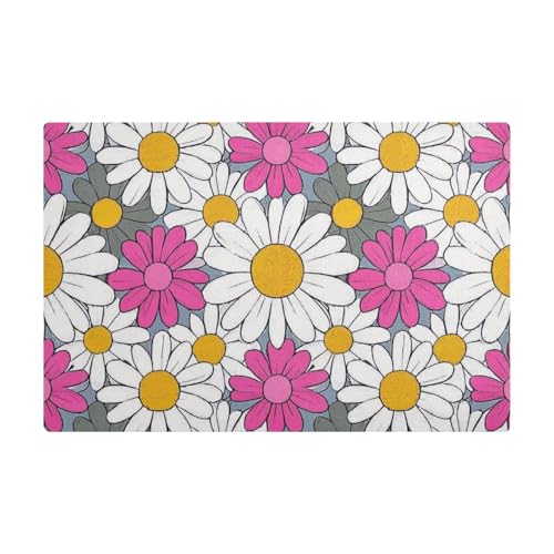 Schöne Gänseblümchen-Blumen-Pfirsichweiße Blüte, dekorative Kaffeematte für Küche, Leder, wasserabsorbierende Thekenmatte für Kaffeemaschine für Arbeitsplatte von EtherSpher