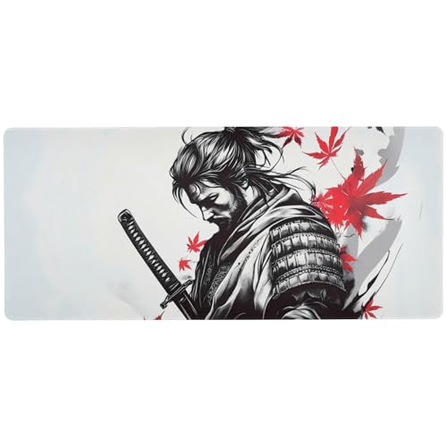 Schreibtisch-Mauspad mit roten Ahornblättern, japanisches Samurai-Element, für Arbeit, 80 x 30 cm Schreibtisch-Mauspad mit roten Ahornblättern, japanisches Samurai-Element, für Arbeit, 80 x 30 cm von EtherSpher