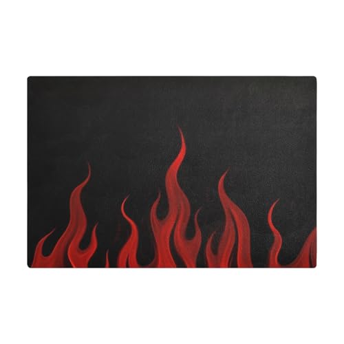 Schwarze fluoreszierende coole Flamme rote dekorative Kaffeematte für Theke, Leder, saugfähige Kaffeemaschinen-Pads für Arbeitsplatte von EtherSpher