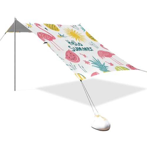 Sommer-Flamingos mit frischem Obst, LSF 50+, Strandzelt und Baldachin, einfacher Aufbau, großer tragbarer Sonnenschutz mit Sandtaschen, für Camping, Picknicks, Hinterhof und Angeln Sommer-Flamingos mit frischem Obst, LSF 50+, Strandzelt und Baldachin, einfacher Aufbau, großer tragbarer Sonnenschutz mit Sandtaschen, für Camping, Picknicks, Hinterhof und Angeln von EtherSpher