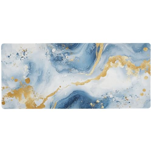 Tragbares Mauspad für Gaming, zum Schreiben, tragbares großes Mauspad, 80 x 30 cm, Blau und Gold von EtherSpher