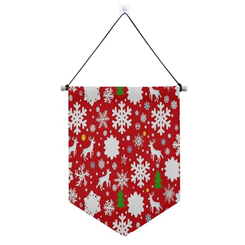 Wandbanner mit Teleskopstange, Motiv: Frohe Weihnachten, Schneeflocke, Hirsch, rot, für den Innen- und Außenbereich, Party, Suministros para fiesta de a?o nuevo Wandbanner mit Teleskopstange, Motiv: Frohe Weihnachten, Schneeflocke, Hirsch, rot, für den Innen- und Außenbereich, Party, Suministros para fiesta de a?o nuevo von EtherSpher