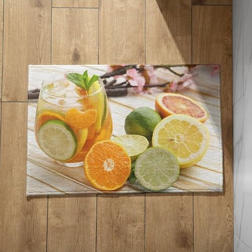 Ethereval Fußmatte Dusche Lustige Fussmatte Obst Schmutzfangmatte Eingang Türmatte Außen Mit Lustigen Motiv Schnell Trocknende, Maschinenwaschbare, Saugfähige Badematten 40X60cm von Ethereval