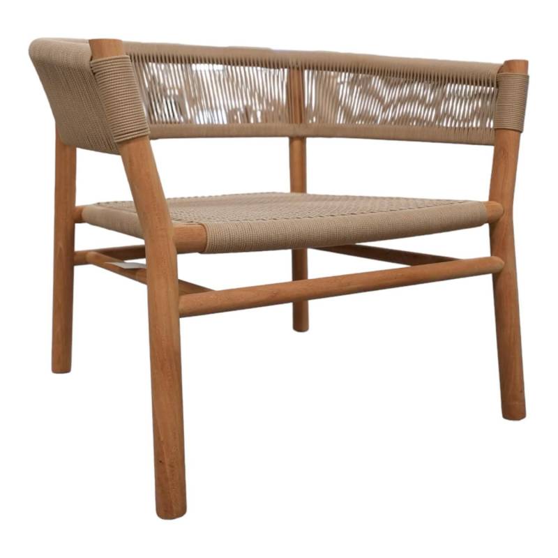 Lounge Sessel Kilt Holz Teak Geflecht Sand Beige von Ethimo