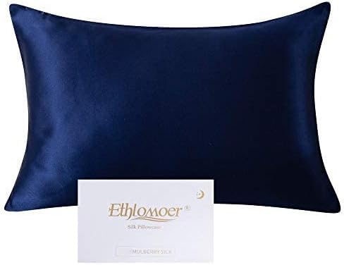 Ethlomoer Kissenbezug aus natürlicher Reiner Seide für Haar und Haut, beidseitig 19 Momme, 600 Fadenzahl, Design mit verstecktem Reißverschluss, 1 Stück 40x60cm Marine Ethlomoer Kissenbezug aus natürlicher Reiner Seide für Haar und Haut, beidseitig 19 Momme, 600 Fadenzahl, Design mit verstecktem Reißverschluss, 1 Stück 40x60cm Marine von Ethlomoer
