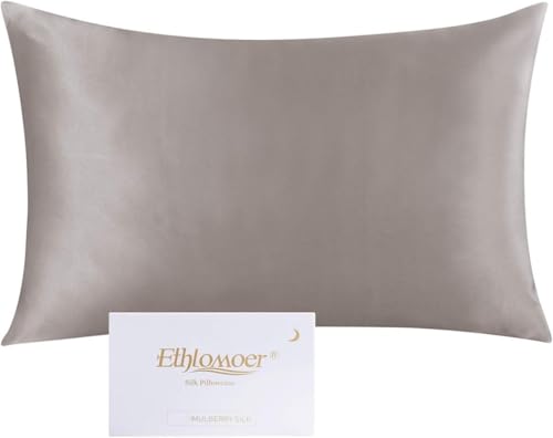 Ethlomoer Kissenbezug aus 100% natürlicher reiner Seide für Haar und Haut, beidseitig 19 Momme, 600 Fadenzahl, Design mit verstecktem Reißverschluss, 1 Stück 40x80cm Dunkelgrau Ethlomoer Kissenbezug aus 100% natürlicher reiner Seide für Haar und Haut, beidseitig 19 Momme, 600 Fadenzahl, Design mit verstecktem Reißverschluss, 1 Stück 40x80cm Dunkelgrau von Ethlomoer