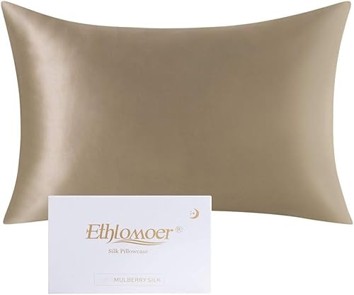Ethlomoer Kissenbezug aus natürlicher Reiner Seide für Haar und Haut, beidseitig 19 Momme, 600 Fadenzahl, Design mit verstecktem Reißverschluss, 1 Stück 80x80cm Taupe Ethlomoer Kissenbezug aus natürlicher Reiner Seide für Haar und Haut, beidseitig 19 Momme, 600 Fadenzahl, Design mit verstecktem Reißverschluss, 1 Stück 80x80cm Taupe von Ethlomoer