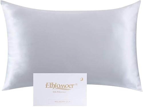 Ethlomoer Kissenbezug aus natürlicher Reiner Seide für Haar und Haut, beidseitig 19 Momme, 600 Fadenzahl, Design mit verstecktem Reißverschluss, 1 Stück 40x80cm Hellgrau Ethlomoer Kissenbezug aus natürlicher Reiner Seide für Haar und Haut, beidseitig 19 Momme, 600 Fadenzahl, Design mit verstecktem Reißverschluss, 1 Stück 40x80cm Hellgrau von Ethlomoer