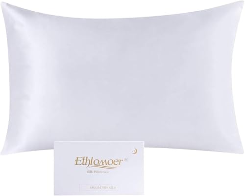 Ethlomoer Kissenbezug aus natürlicher Reiner Seide für Haar und Haut, beidseitig 19 Momme, 600 Fadenzahl, Design mit verstecktem Reißverschluss, 1 Stück 40x80cm Weiß Ethlomoer Kissenbezug aus natürlicher Reiner Seide für Haar und Haut, beidseitig 19 Momme, 600 Fadenzahl, Design mit verstecktem Reißverschluss, 1 Stück 40x80cm Weiß von Ethlomoer