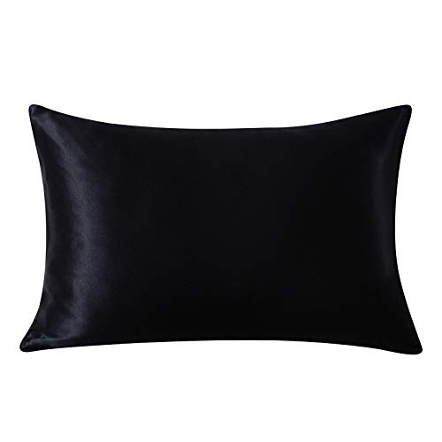 Ethlomoer Kopfkissenbezug aus 100 % natürlicher reiner Seide, beidseitig 19 mm, hypoallergen, Fadenzahl 600, luxuriöses glattes Satin-Kissenbezug mit verdecktem Reißverschluss, Schwarz , Queen Ethlomoer Kopfkissenbezug aus 100 % natürlicher reiner Seide, beidseitig 19 mm, hypoallergen, Fadenzahl 600, luxuriöses glattes Satin-Kissenbezug mit verdecktem Reißverschluss, Schwarz , Queen von Ethlomoer