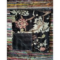 Gesteppte Kantha Schwarz Print Tagesdecke Sommer Bettwäsche Reversible Hippie Quilt Tröster von Ethniccraftstore