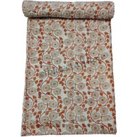 Orange Druck Quilt Kantha Baumwolle Sommer Bettwäsche Hippie Reversible Bettdecke Boho Königin Bett Abdeckung von Ethniccraftstore