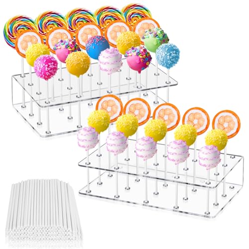 2 Stück Cake pop stiele mit 100 Cake Pop Stiele, Cake pop ständer, cake pops stiele, Cake pops für Halloween Geburtstag Hochzeiten und Babyparties von Etievort