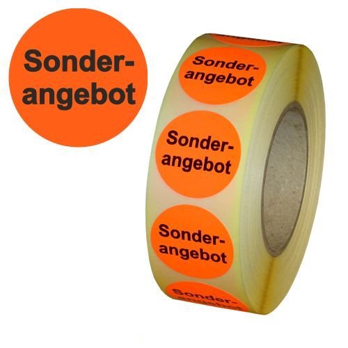 Aktionsetiketten "Sonderangebot" - Durchmesser 30 mm - Leuchtrot - 1.000 Stück (1) von Etikettenshop Thon
