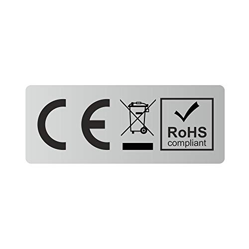 CE + WEEE + RoHS Aufkleber PE-Folie - 20x8 mm - silber (1000) von Etikettenshop Thon