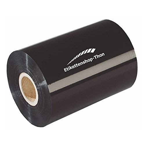 Thermotransfer-Farbband, 110 mm x 300 m, Wachs, 1 Zoll Hülse, schwarz, außen von Etikettenshop Thon