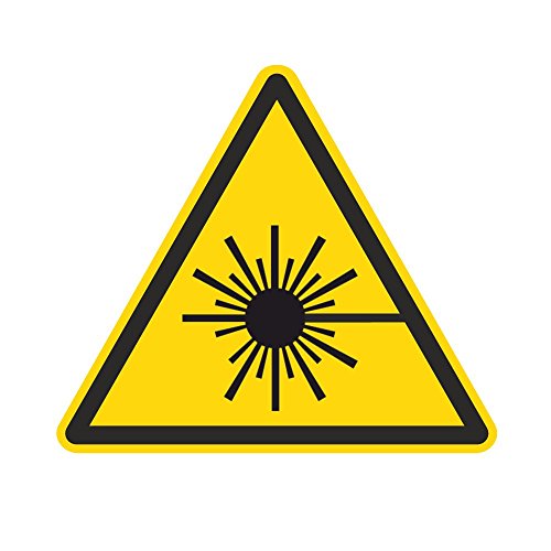 Warnzeichen W004 - Warnung vor Laserstrahl - Aufkleber aus Folie - 50 mm - 250 Stück von Etikettenshop Thon