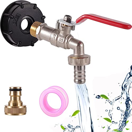 Etomvoop 1/2" IBC auslaufhahn IBC Tank Zubehör IBC-Tankadapter Valve Frostsicherer Außenwasserhahn für S60X6 1000L IBC-Wasserspeichertank oder Gartenschlauchanschluss auslaufhahn Regentonne von Etomvoop