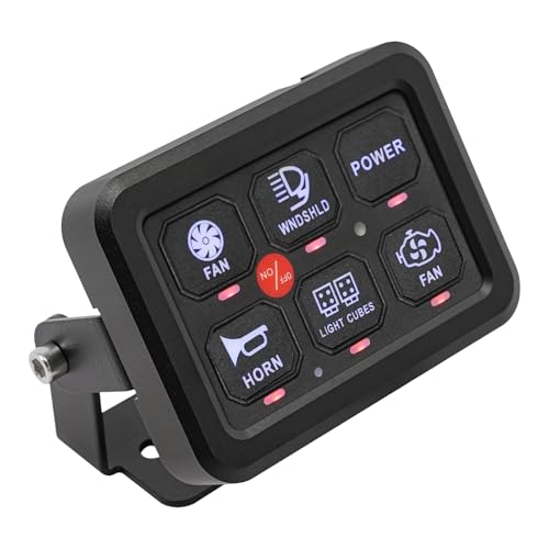 6 Gang Schalter Panel Kit 9-30V Relais mit Dimmbar-LED-Licht Schaltpanel für Elektrofahrzeug Boot Wohnmobil Wohnwagen LKW KFZ Yacht 6 Taste Universal Schalttafel (Blau-Licht) von Etrhdfyts
