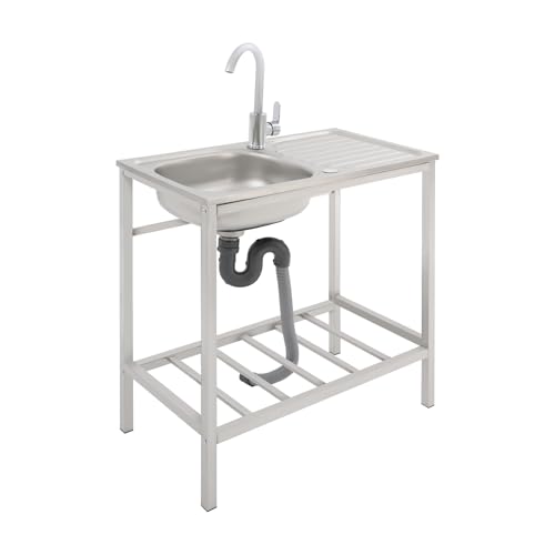 Edelstahl Spültisch 75 cm Breit mit 360 °-Drehbar-Wasserhahn 35-cm-Breit-Becken 1 Eben Ablage Freistehendes Spülbecken mit Abflussrohr Abflusssieb Küche Spüle mit Unterschrank Küchenspüle Edelstahl Spültisch 75 cm Breit mit 360 °-Drehbar-Wasserhahn 35-cm-Breit-Becken 1 Eben Ablage Freistehendes Spülbecken mit Abflussrohr Abflusssieb Küche Spüle mit Unterschrank Küchenspüle von Etrhdfyts