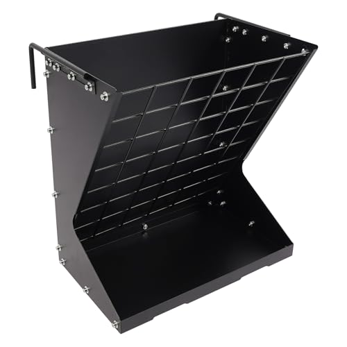 Etrhdfyts Heuraufe Vieh-Feeder Hängend Freistehend,Tragfähigkeit 30kg für Heu und Getreide,Futtertrog mit Verstellbaren Haken, Futterraufe mit Futterschale Gitter für Schafe,Ziegen,Pferd (Schwarz) von Etrhdfyts