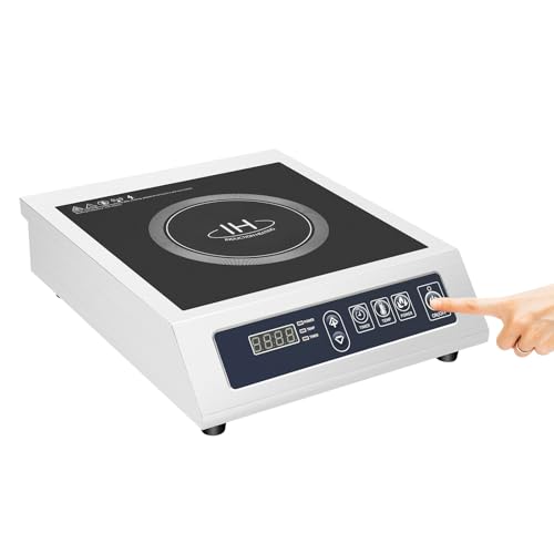 Induktionskochfeld Kommerzielle Induktionskochplatte 3500W Kochplatte Induktion Herdplatte Campingkocher Kochfeld aus Edelstahl Glas für 12-30cm-Pfannen 11 Temperaturstufen und Timer von Etrhdfyts